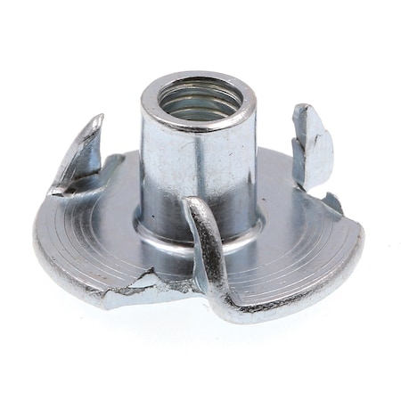 Prime-Line T-Nut, 3 Prongs, #10-32, Steel, Zinc Plated, 5/16 in Barrel Ht, 20 PK 9077897